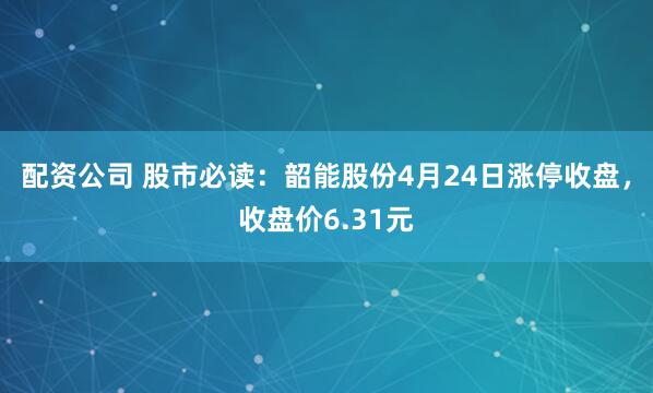 配资公司 股市必读：韶能股份4月24日涨停收盘，收盘价6.31元
