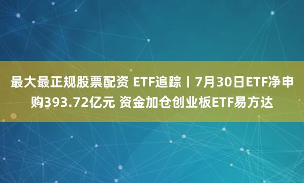 最大最正规股票配资 ETF追踪丨7月30日ETF净申购393.72亿元 资金加仓创业板ETF易方达